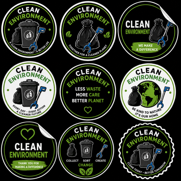 Clean environment mixed stickers